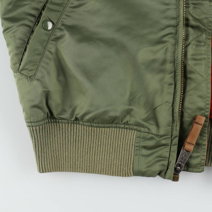 Civilian Alpha MA-1 style padded military flight jacket, men's size L Nylon Khaki type Vintage Second Hand