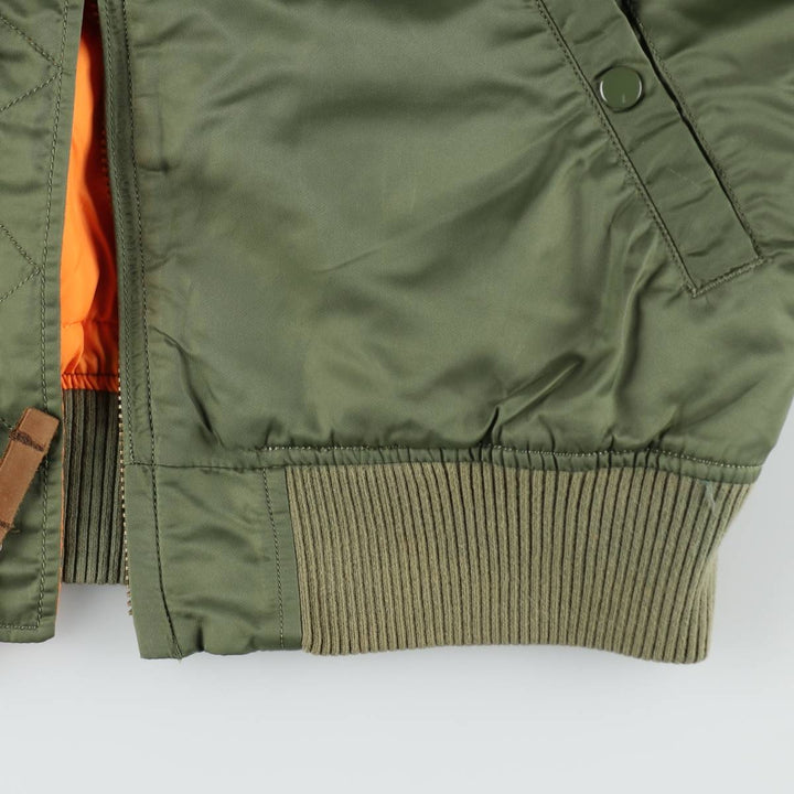 Civilian Alpha MA-1 style padded military flight jacket, men's size L Nylon Khaki type Vintage Second Hand