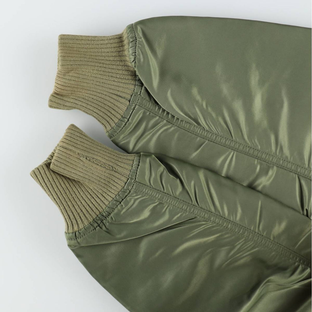 Civilian Alpha MA-1 style padded military flight jacket, men's size L Nylon Khaki type Vintage Second Hand