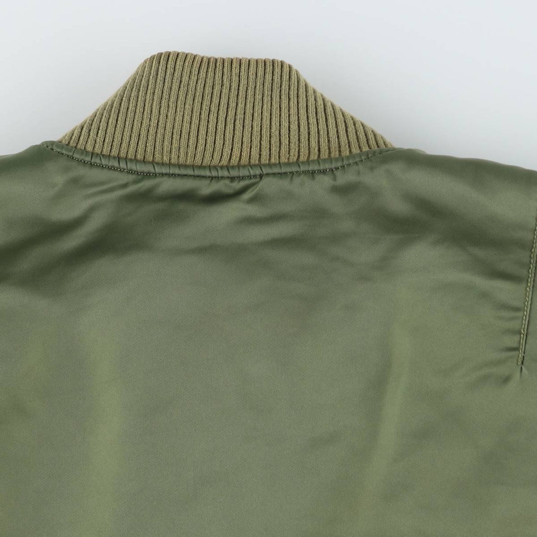 Civilian Alpha MA-1 style padded military flight jacket, men's size L Nylon Khaki type Vintage Second Hand