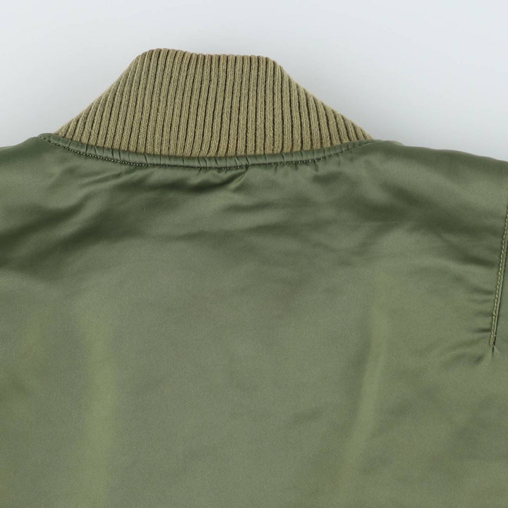 Civilian Alpha MA-1 style padded military flight jacket, men's size L Nylon Khaki type Vintage Second Hand