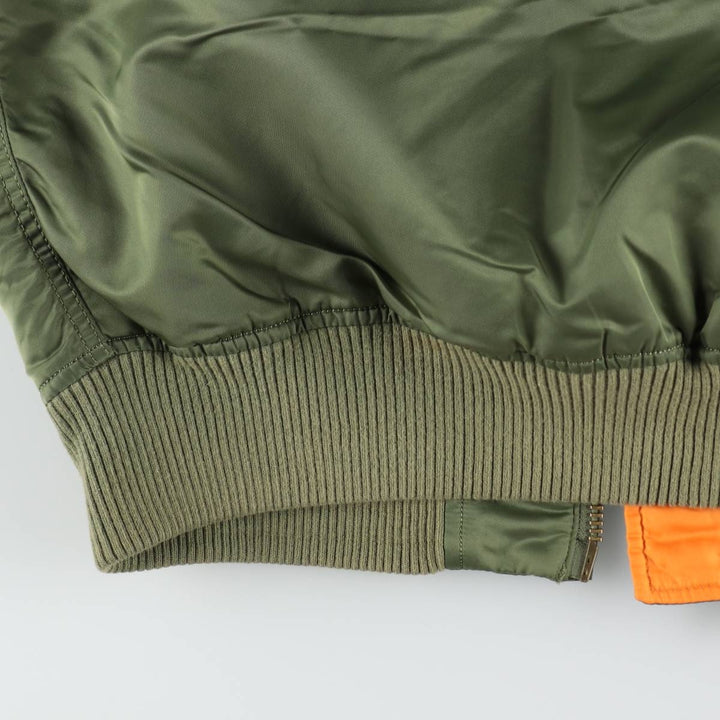 Civilian Alpha MA-1 style padded military flight jacket, men's size L Nylon Khaki type Vintage Second Hand