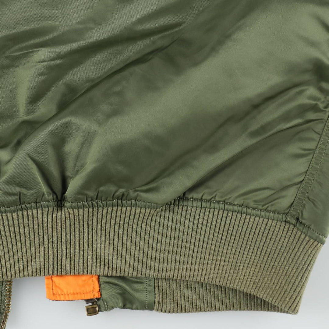 Civilian Alpha MA-1 style padded military flight jacket, men's size L Nylon Khaki type Vintage Second Hand
