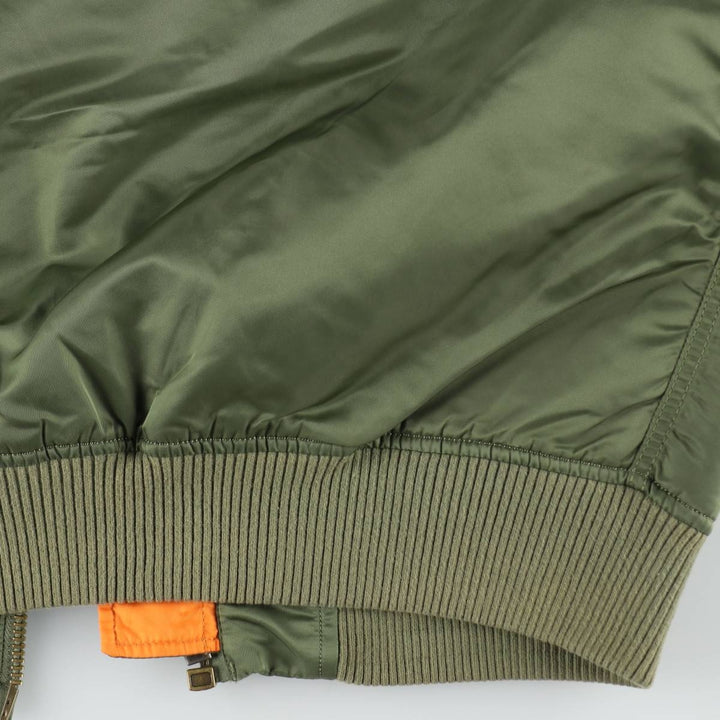Civilian Alpha MA-1 style padded military flight jacket, men's size L Nylon Khaki type Vintage Second Hand