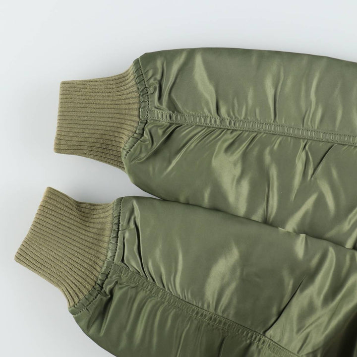 Civilian Alpha MA-1 style padded military flight jacket, men's size L Nylon Khaki type Vintage Second Hand