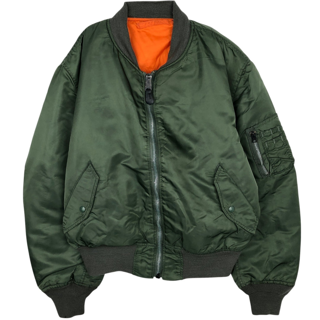 90'S civilian Alpha MA-1 style padded military flight jacket, made in the USA, men's size XL, vintage Nylon Khaki type Vintage Second Hand