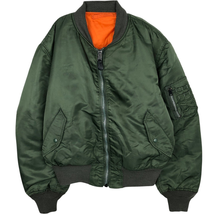 90'S civilian Alpha MA-1 style padded military flight jacket, made in the USA, men's size XL, vintage Nylon Khaki type Vintage Second Hand