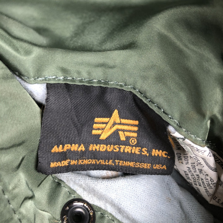 90'S civilian Alpha MA-1 style padded military flight jacket, made in the USA, men's size XL, vintage Nylon Khaki type Vintage Second Hand