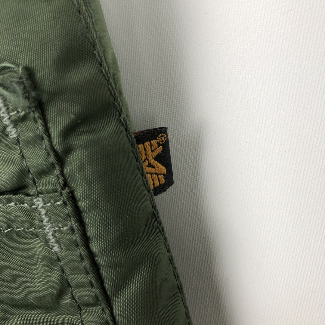 90'S civilian Alpha MA-1 style padded military flight jacket, made in the USA, men's size XL, vintage Nylon Khaki type Vintage Second Hand