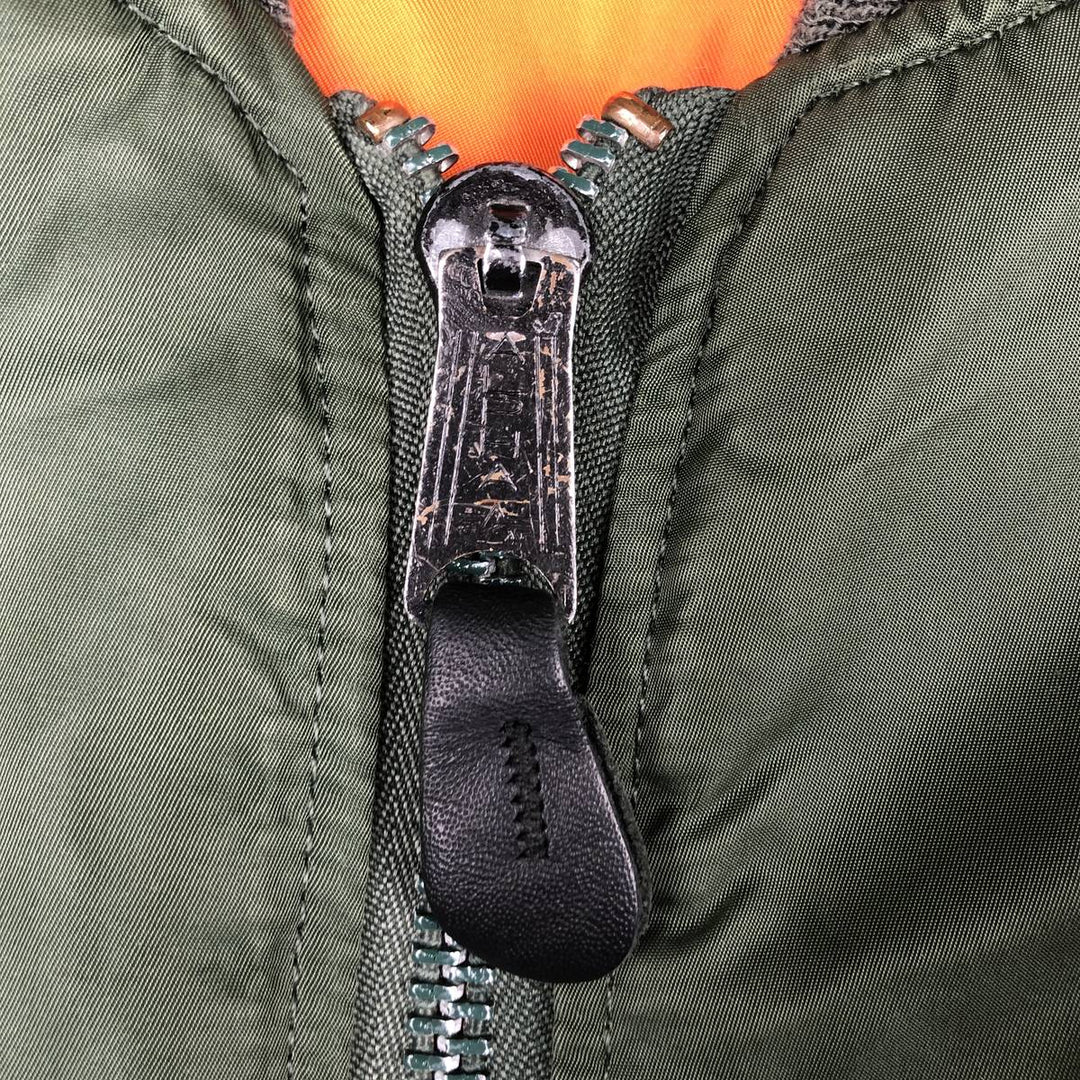 90'S civilian Alpha MA-1 style padded military flight jacket, made in the USA, men's size XL, vintage Nylon Khaki type Vintage Second Hand