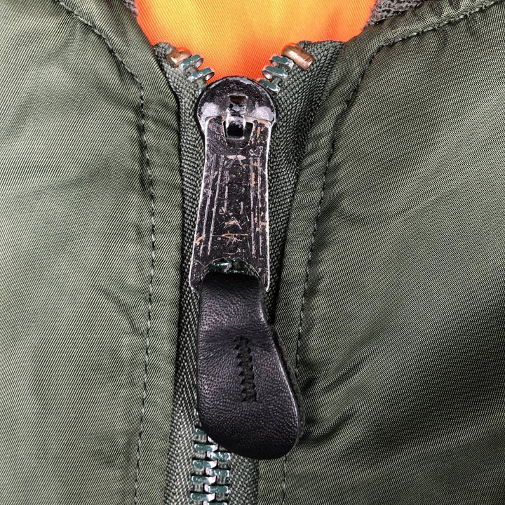 90'S civilian Alpha MA-1 style padded military flight jacket, made in the USA, men's size XL, vintage Nylon Khaki type Vintage Second Hand