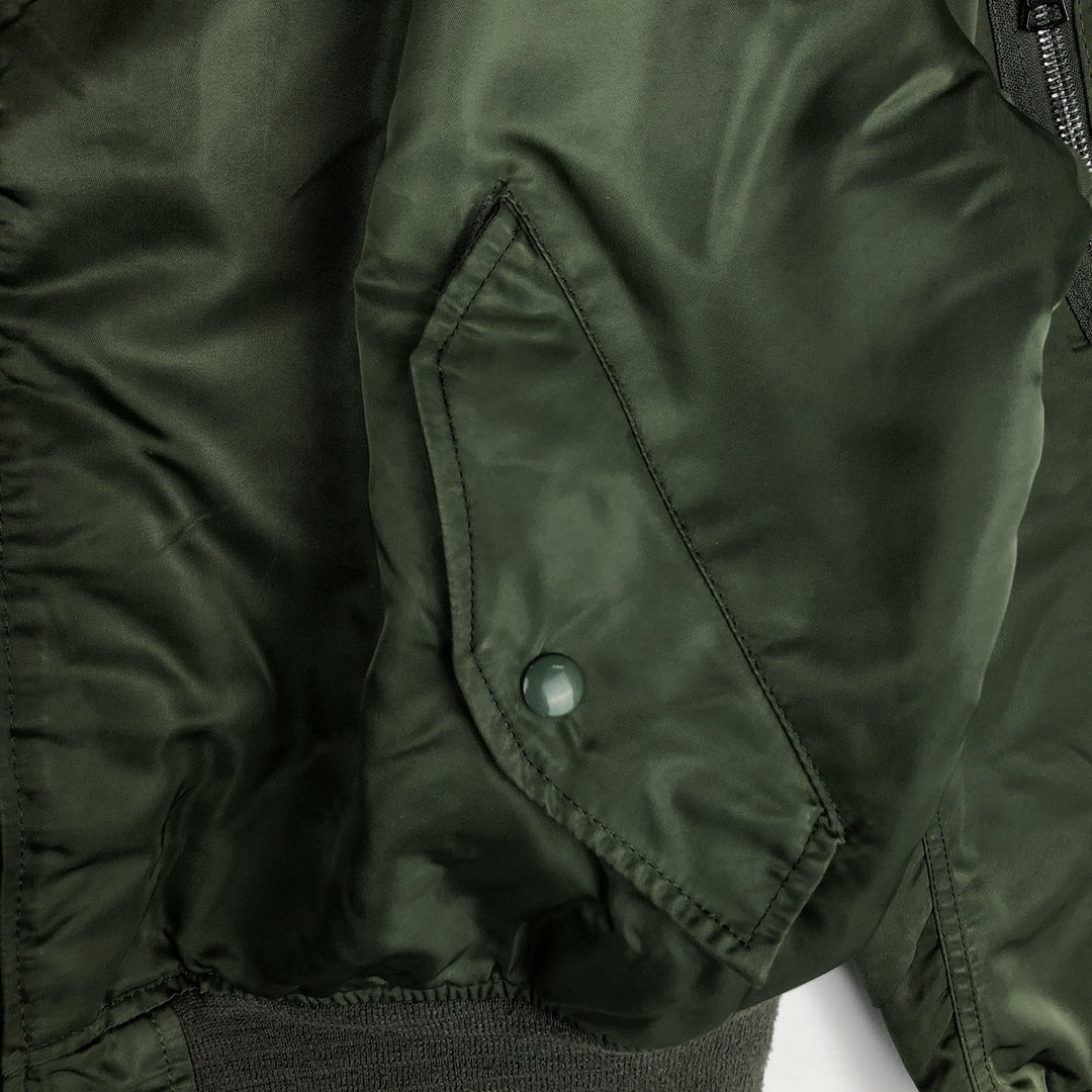 90'S civilian Alpha MA-1 style padded military flight jacket, made in the USA, men's size XL, vintage Nylon Khaki type Vintage Second Hand