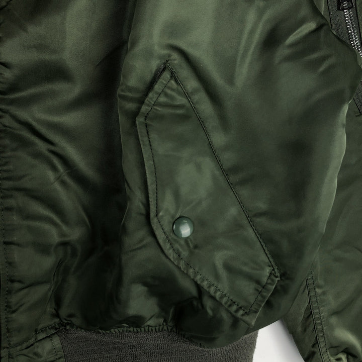 90'S civilian Alpha MA-1 style padded military flight jacket, made in the USA, men's size XL, vintage Nylon Khaki type Vintage Second Hand