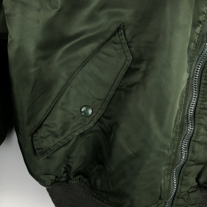 90'S civilian Alpha MA-1 style padded military flight jacket, made in the USA, men's size XL, vintage Nylon Khaki type Vintage Second Hand