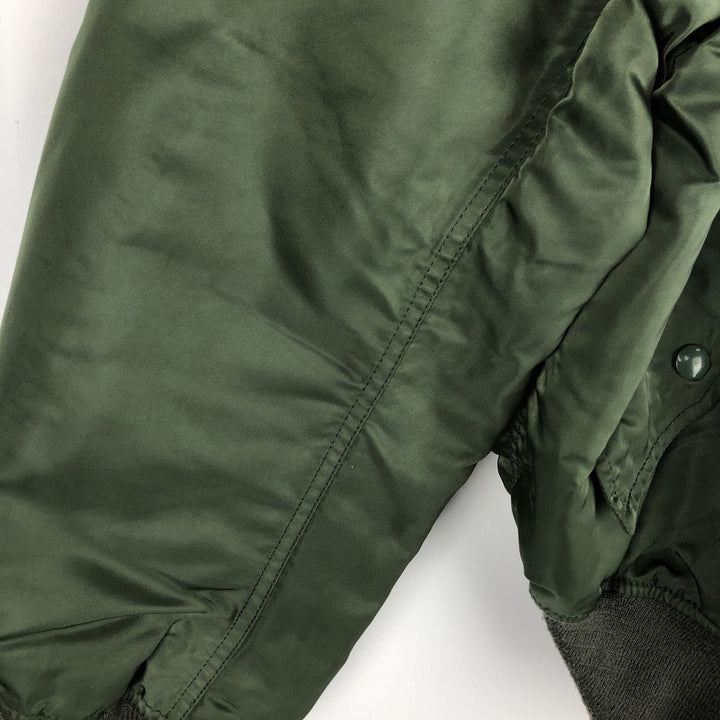 90'S civilian Alpha MA-1 style padded military flight jacket, made in the USA, men's size XL, vintage Nylon Khaki type Vintage Second Hand