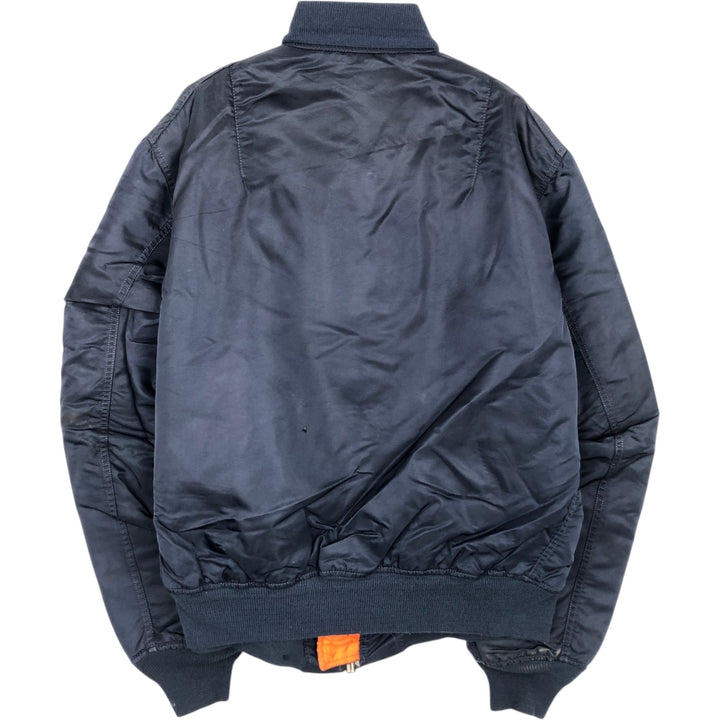 90'S civilian Alpha MA-1 style padded military flight jacket, made in the USA, men's size XL Nylon navy blue type Vintage Second Hand