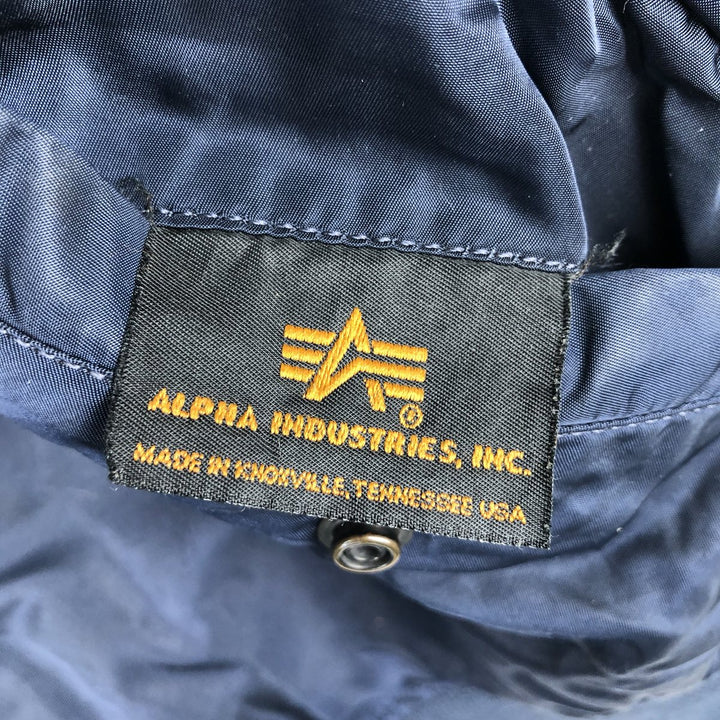 90'S civilian Alpha MA-1 style padded military flight jacket, made in the USA, men's size XL Nylon navy blue type Vintage Second Hand