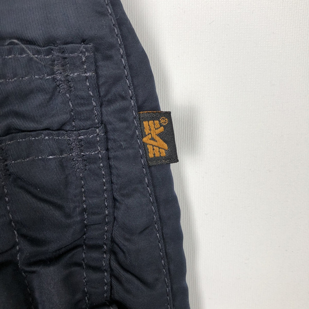 90'S civilian Alpha MA-1 style padded military flight jacket, made in the USA, men's size XL Nylon navy blue type Vintage Second Hand
