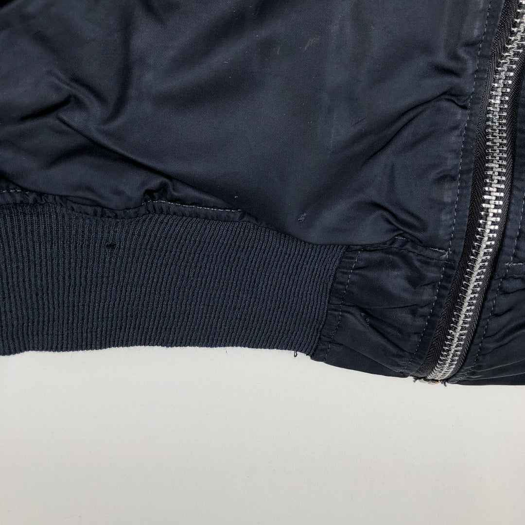 90'S civilian Alpha MA-1 style padded military flight jacket, made in the USA, men's size XL Nylon navy blue type Vintage Second Hand