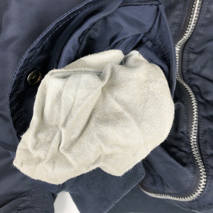 90'S civilian Alpha MA-1 style padded military flight jacket, made in the USA, men's size XL Nylon navy blue type Vintage Second Hand