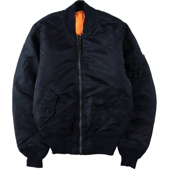 1990'S Civilian Alpha ALPHA MA-1 Type Padded Military Flight Jacket, Men's Size XS (Equivalent), Vintage Nylon navy blue type Vintage Second Hand