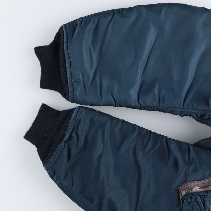 1990'S Civilian Alpha MA-1 Style Padded Military Flight Jacket, Made in USA, Men's Size Medium, Vintage Nylon navy blue type Vintage Second Hand