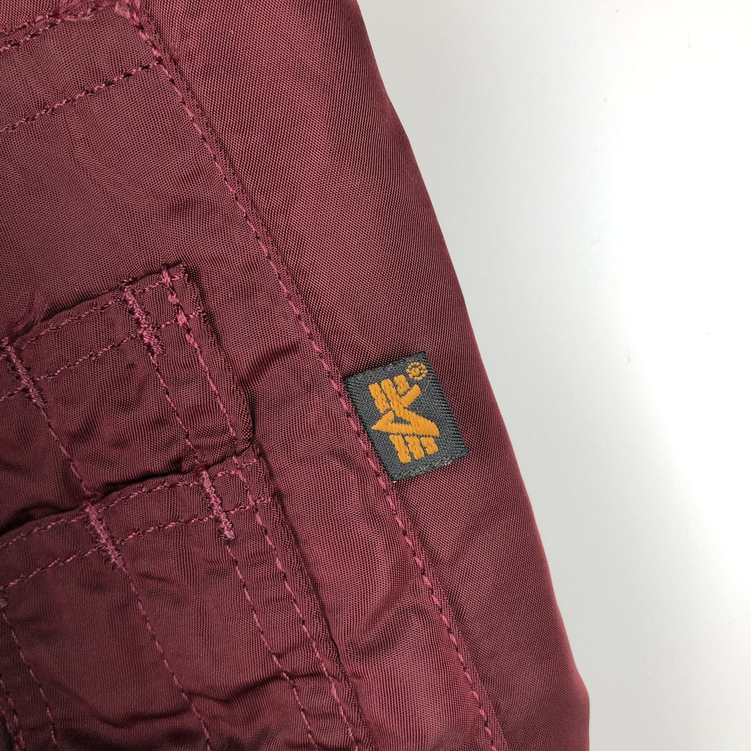 90'S civilian Alpha MA-1 style padded military flight jacket, made in the USA, men's size L, vintage Nylon wine-red Vintage Second Hand