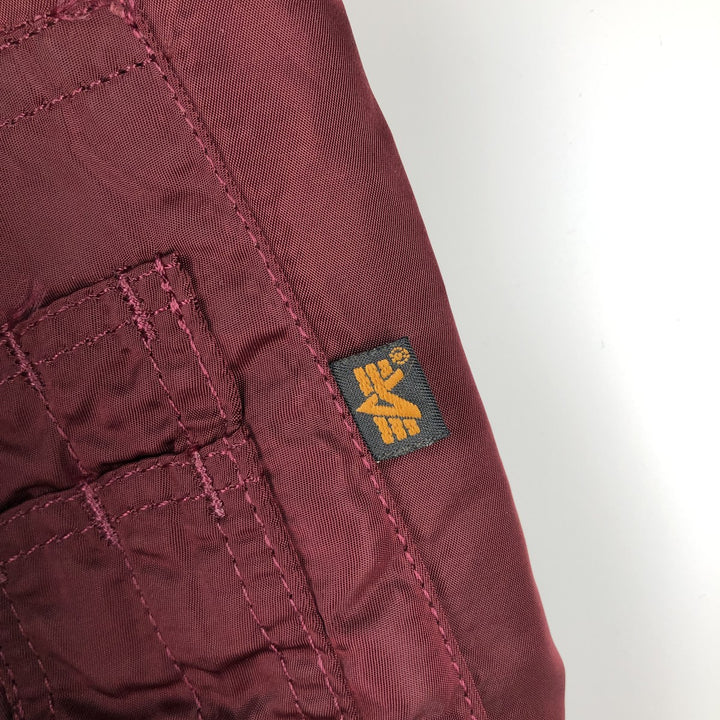 90'S civilian Alpha MA-1 style padded military flight jacket, made in the USA, men's size L, vintage Nylon wine-red Vintage Second Hand