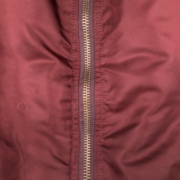 90'S civilian Alpha MA-1 style padded military flight jacket, made in the USA, men's size L, vintage Nylon wine-red Vintage Second Hand