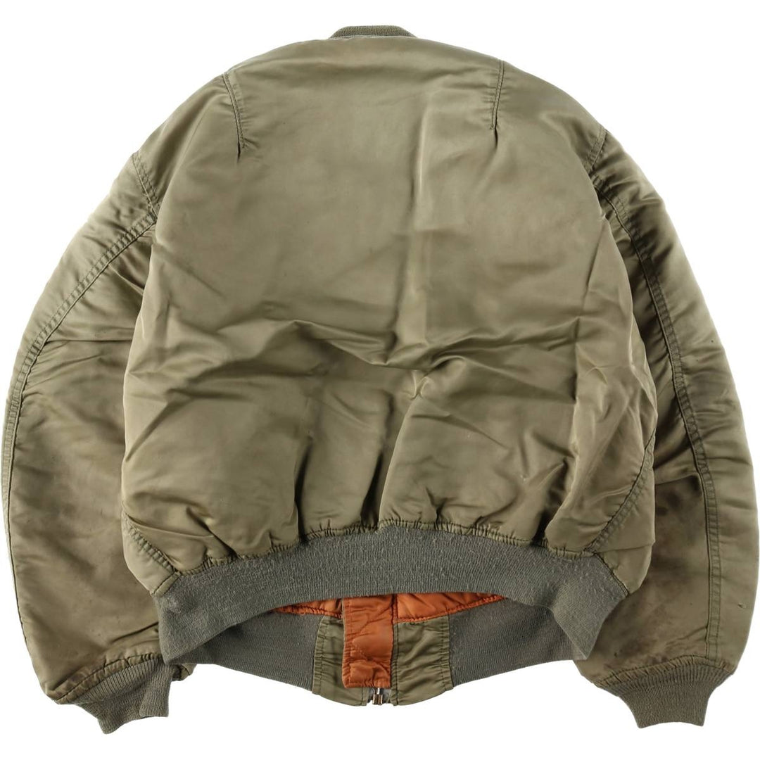 Alpha MA-1 style padded military flight jacket, made in the USA, men's size XL Nylon Khaki type Vintage Second Hand