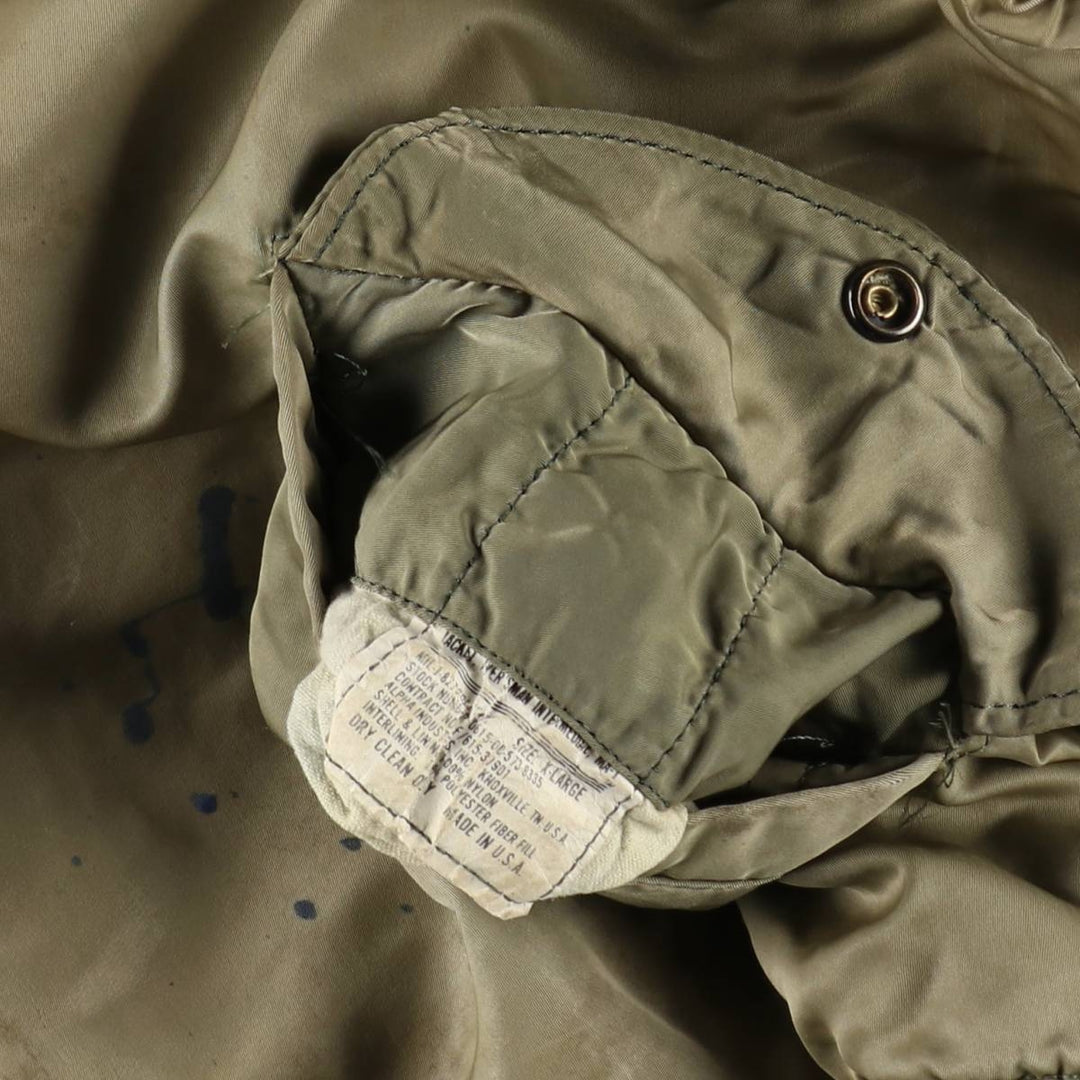 Alpha MA-1 style padded military flight jacket, made in the USA, men's size XL Nylon Khaki type Vintage Second Hand