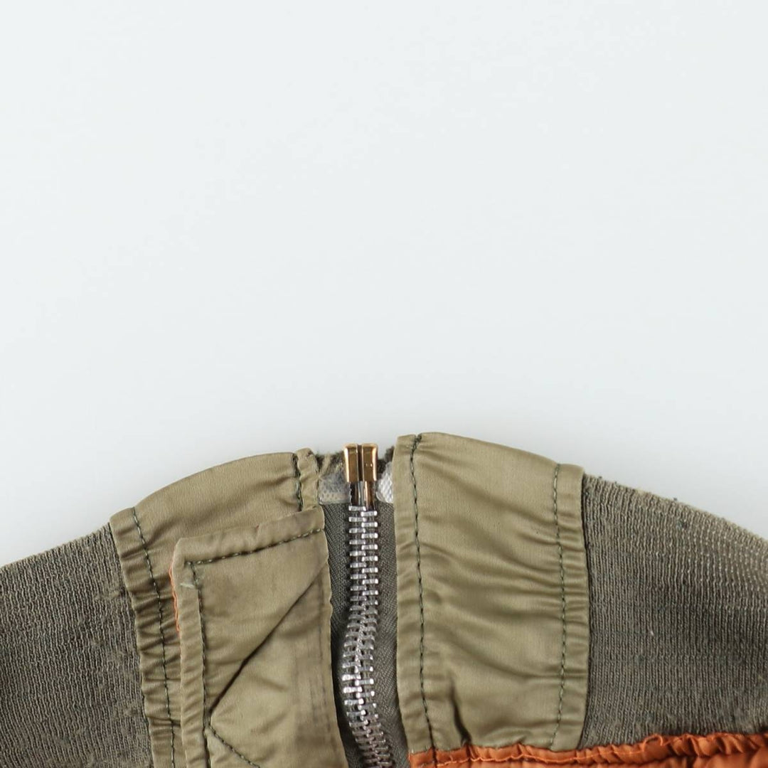 Alpha MA-1 style padded military flight jacket, made in the USA, men's size XL Nylon Khaki type Vintage Second Hand