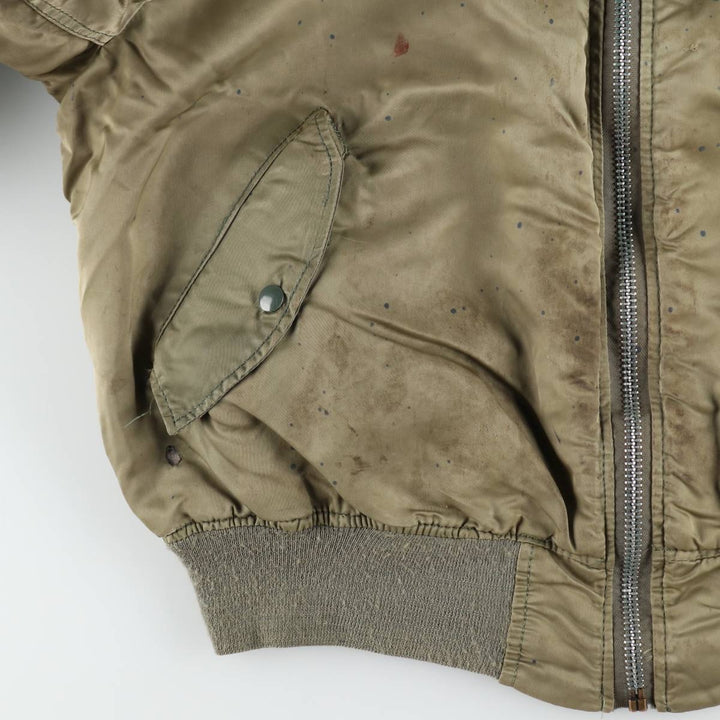 Alpha MA-1 style padded military flight jacket, made in the USA, men's size XL Nylon Khaki type Vintage Second Hand