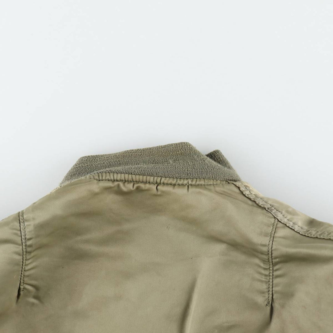 Alpha MA-1 style padded military flight jacket, made in the USA, men's size XL Nylon Khaki type Vintage Second Hand