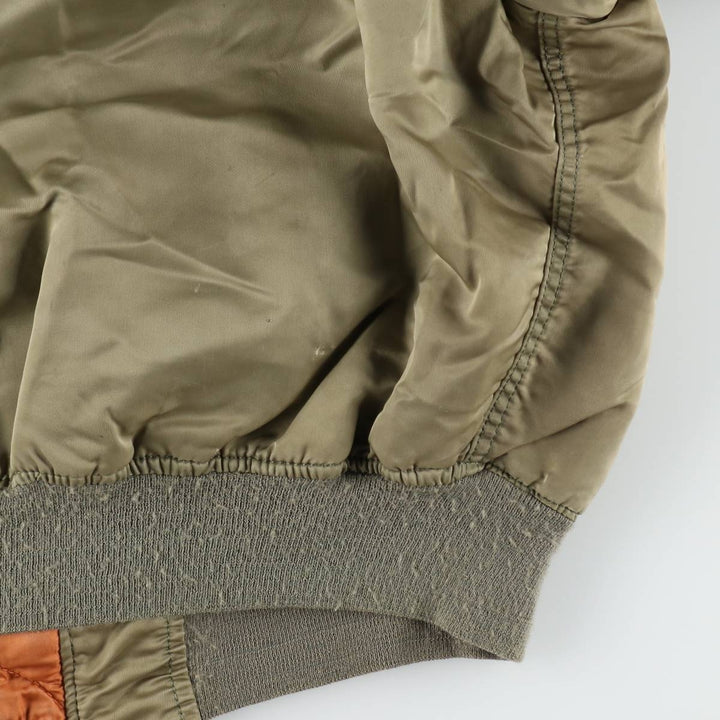 Alpha MA-1 style padded military flight jacket, made in the USA, men's size XL Nylon Khaki type Vintage Second Hand