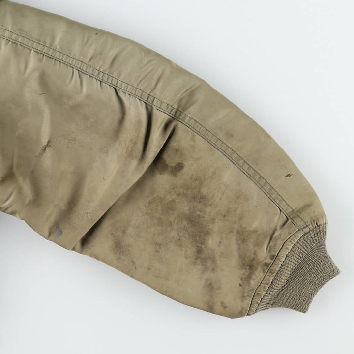 Alpha MA-1 style padded military flight jacket, made in the USA, men's size XL Nylon Khaki type Vintage Second Hand