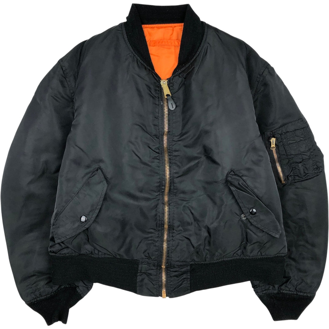 90'S civilian Alpha MA-1 style padded military flight jacket, made in the USA, men's size XL, vintage Nylon black type Vintage Second Hand