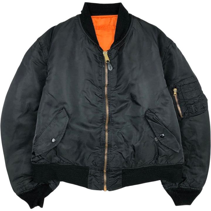 90'S civilian Alpha MA-1 style padded military flight jacket, made in the USA, men's size XL, vintage Nylon black type Vintage Second Hand