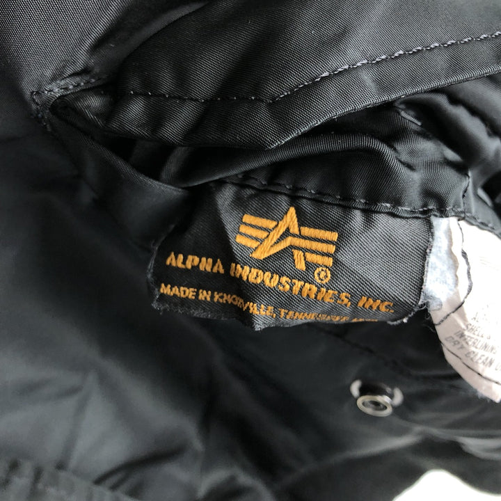 90'S civilian Alpha MA-1 style padded military flight jacket, made in the USA, men's size XL, vintage Nylon black type Vintage Second Hand