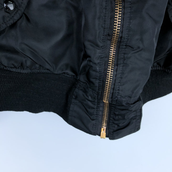 90'S civilian Alpha MA-1 style padded military flight jacket, made in the USA, men's size XL, vintage Nylon black type Vintage Second Hand