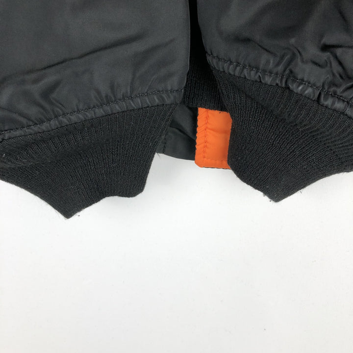 90'S civilian Alpha MA-1 style padded military flight jacket, made in the USA, men's size XL, vintage Nylon black type Vintage Second Hand