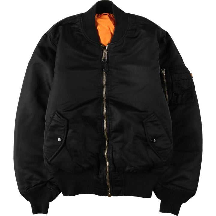 Civilian Alpha MA-1 style padded military flight jacket, men's size small Nylon black type Vintage Second Hand
