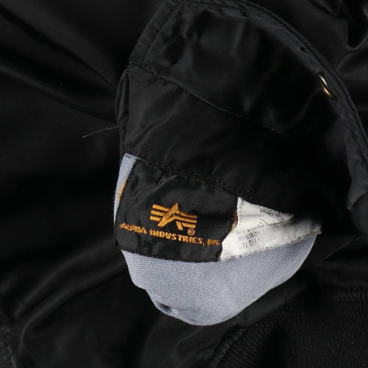 Civilian Alpha MA-1 style padded military flight jacket, men's size small Nylon black type Vintage Second Hand