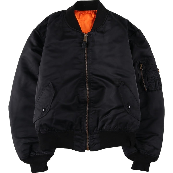 90'S civilian Alpha MA-1 style padded military flight jacket, made in the USA, men's size XL, vintage Nylon black type Vintage Second Hand