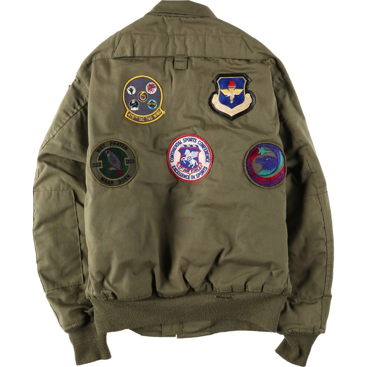 1980'S US Military Issue CVC Stars and Stripes Custom Military Tanker Jacket, Made in USA, Medium-Long (Men's Size M Equivalent), Vintage Aramid Khaki type Vintage Second Hand