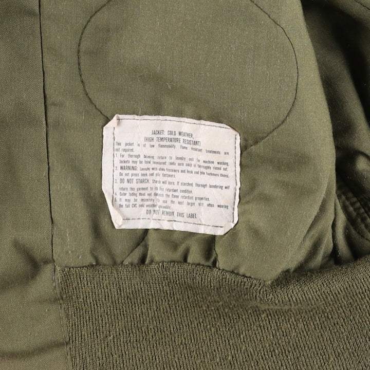 1980'S US Military Issue CVC Stars and Stripes Custom Military Tanker Jacket, Made in USA, Medium-Long (Men's Size M Equivalent), Vintage Aramid Khaki type Vintage Second Hand