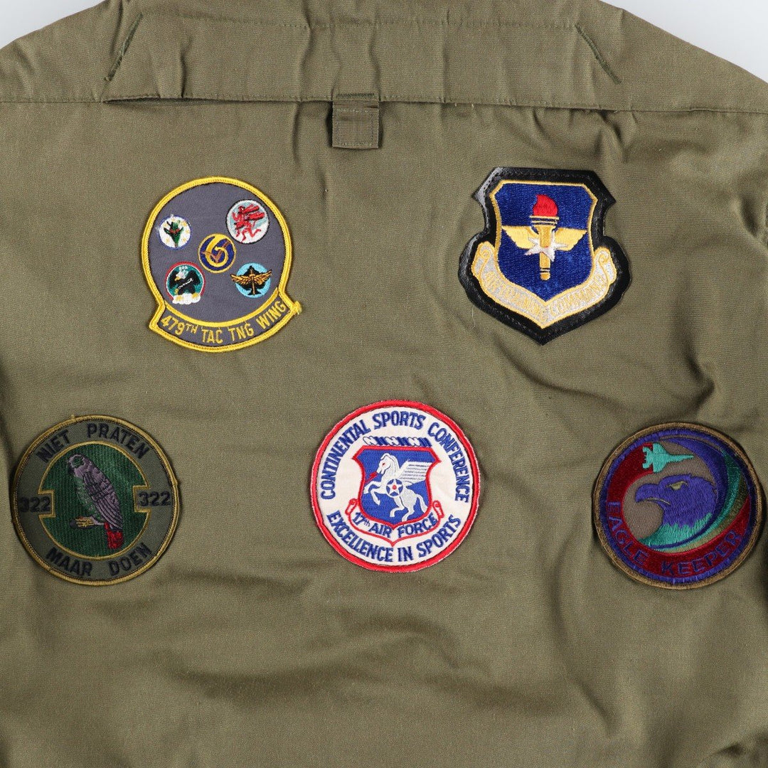 1980'S US Military Issue CVC Stars and Stripes Custom Military Tanker Jacket, Made in USA, Medium-Long (Men's Size M Equivalent), Vintage Aramid Khaki type Vintage Second Hand