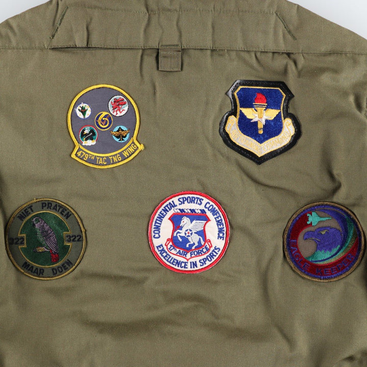 1980'S US Military Issue CVC Stars and Stripes Custom Military Tanker Jacket, Made in USA, Medium-Long (Men's Size M Equivalent), Vintage Aramid Khaki type Vintage Second Hand