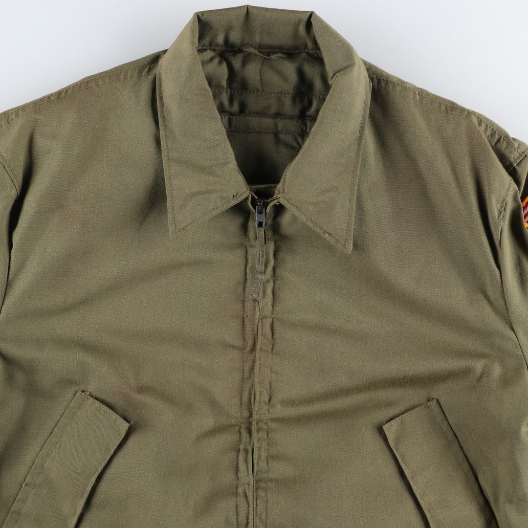 1980'S US Military Issue CVC Stars and Stripes Custom Military Tanker Jacket, Made in USA, Medium-Long (Men's Size M Equivalent), Vintage Aramid Khaki type Vintage Second Hand