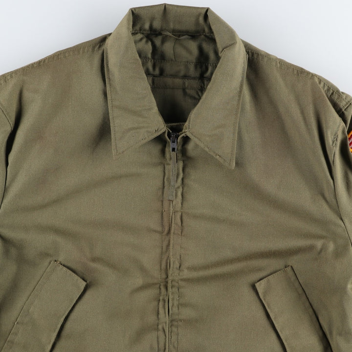 1980'S US Military Issue CVC Stars and Stripes Custom Military Tanker Jacket, Made in USA, Medium-Long (Men's Size M Equivalent), Vintage Aramid Khaki type Vintage Second Hand
